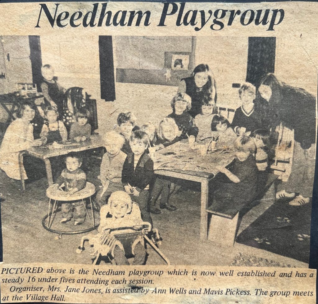 Newspaper cutting - Needham Playgroup